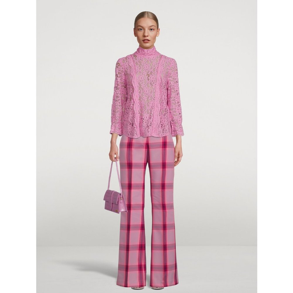 NWT Smythe flamingo pink Scalloped Lace blouse
